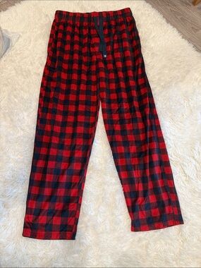 Izod Red and Black Plaid Fleece Jogger Pants